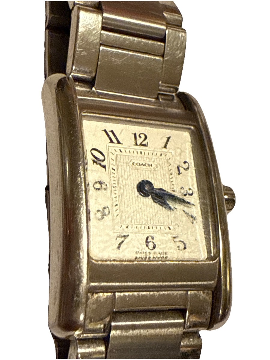 Coach Womens Tank Quartz Watch W002B Stainless Steel Blue