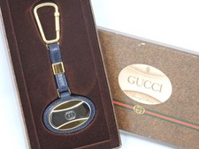 GUCCI Vintage G Logo imbriqué argent or porte-clés bague breloque boîte BK
