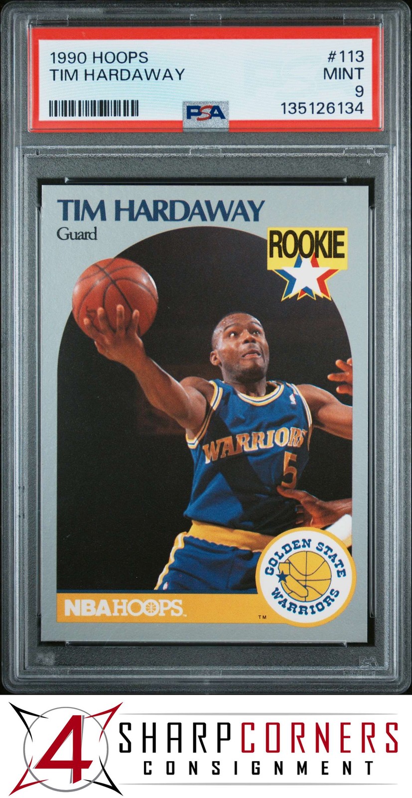 1990 HOOPS #113 TIM HARDAWAY RC WARRIORS HOF PSA 9