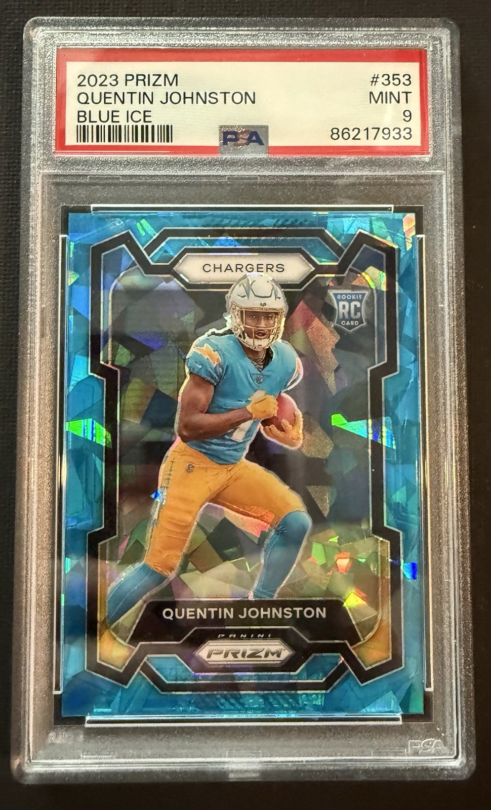 2023 Panini Prizm - Rookies Quentin Johnston #353 Blue Ice Prizm /99 (RC)
