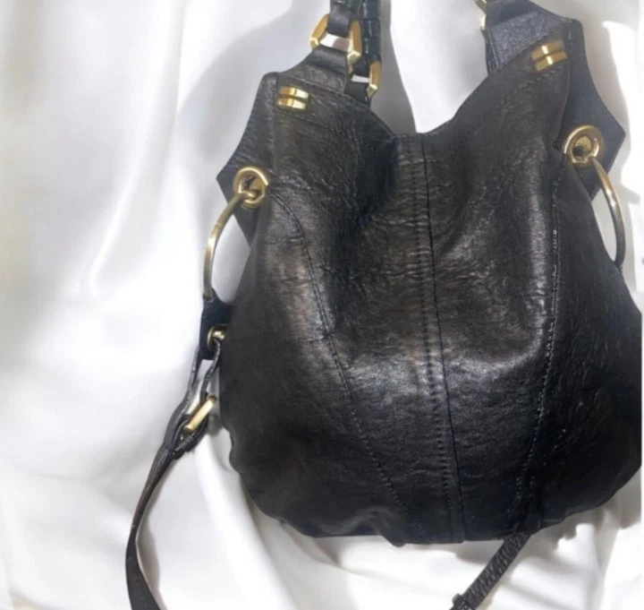 Bolso convertible orYANY Gwen negro de cuero granulado envejecido Foto 2 de 4