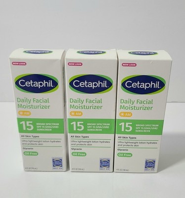3 New Cetaphil Daily Facial Moisturizer AM SPF 15 - 4oz Each Box Exp. 11/2027
