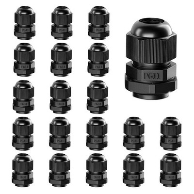 AMPELE Cable Gland 20 Pack PG11 Waterproof Adjustable 510mm Nylon Cable Gland...