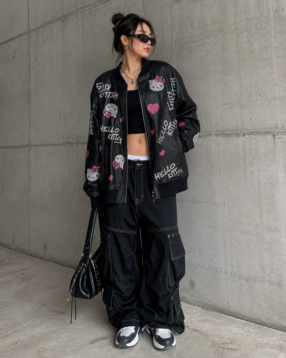 FOREVER 21 x Hello kitty Rhinestone Bomber Jacket Large Deadstock NWT New D50