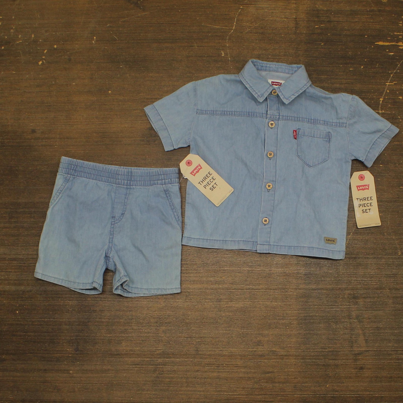 Levi's Baby Boys 2-Piece Denim Button-Up Shorts Set 61M350F 