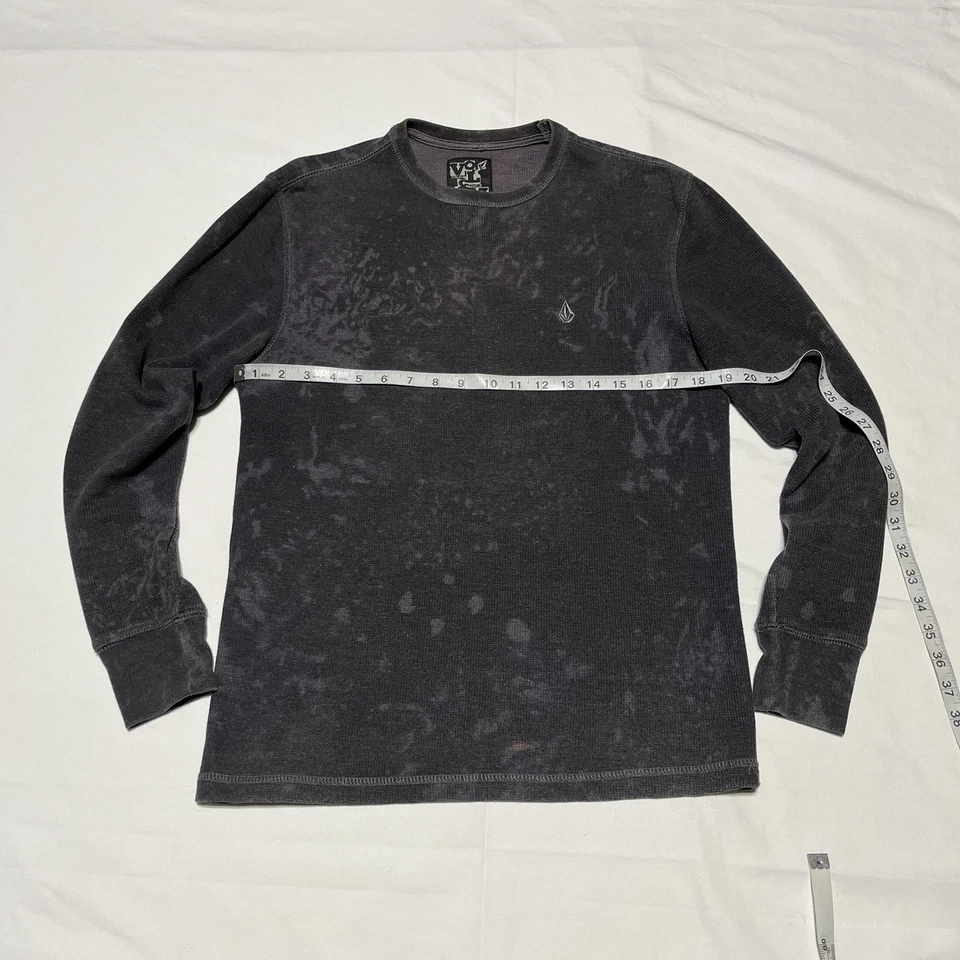 Vintage Volcom Waffle Thermal Long-Sleeve Heathered Gray Splash Shirt Men/Small - Image 2 of 4