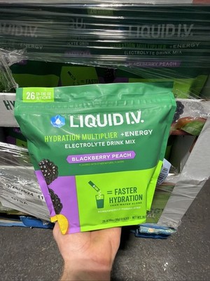 Liquid I.V. Hydration Multiplier + Energy 26 Sticks Blackberry Peach