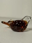 Brown Amber and Clear Bubble Glass Bird possibly Fenton
