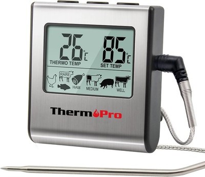 Bratenthermometer Digital TP16 mit Timer für BBQ Grill Temperaturmessung