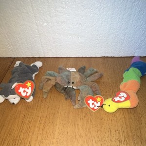 Ty Teenie Beanie Babies Nook the Husky Claude the Crab Inch Plush Lot