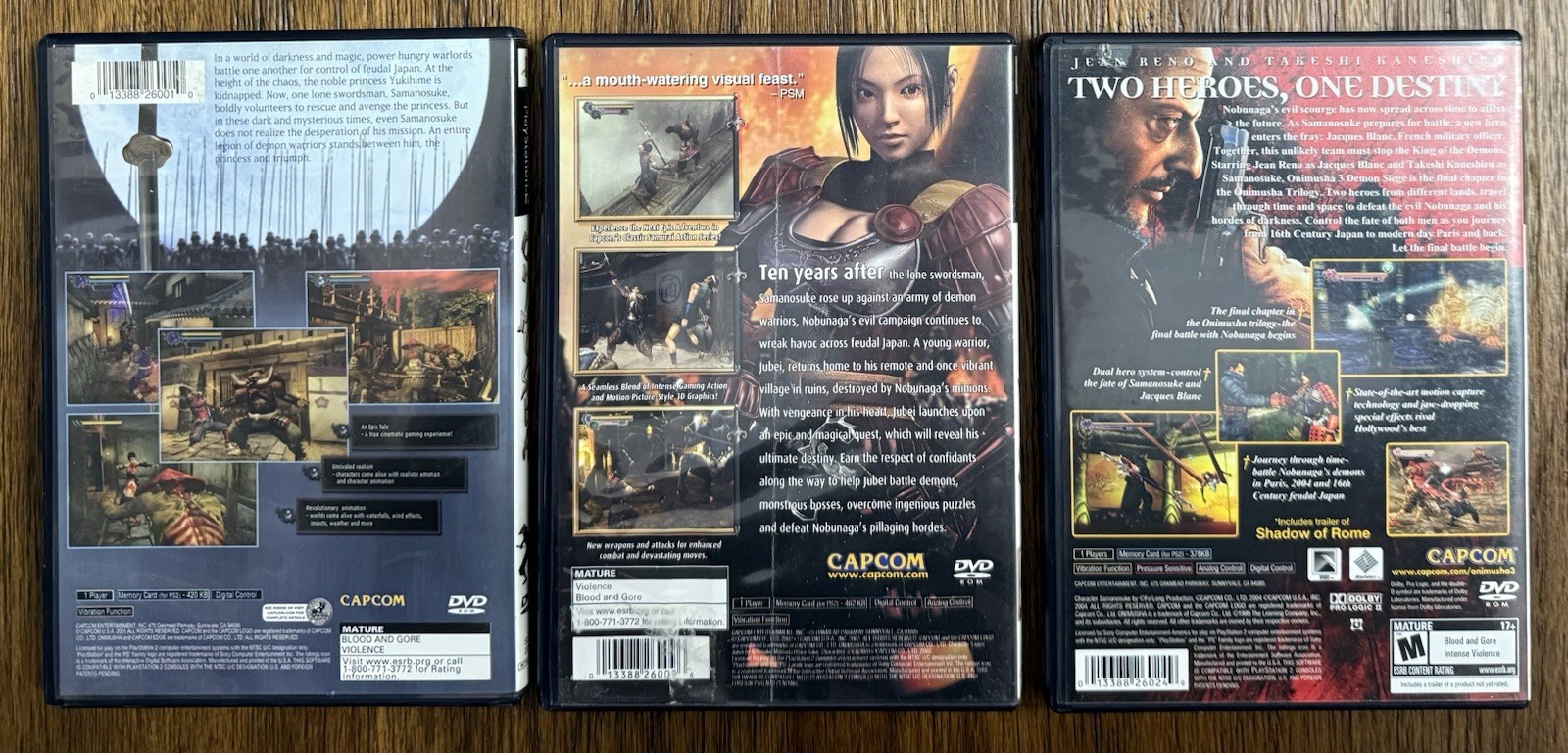 Onimusha 1 2 3 PS2 Lot / Sony PlayStation 2 Games Complete CIB with Manuals