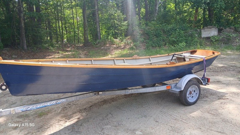 14’ Wooden DORY  Tender Rowboat w/ EZ Loader Galvanized Trailer Vintage