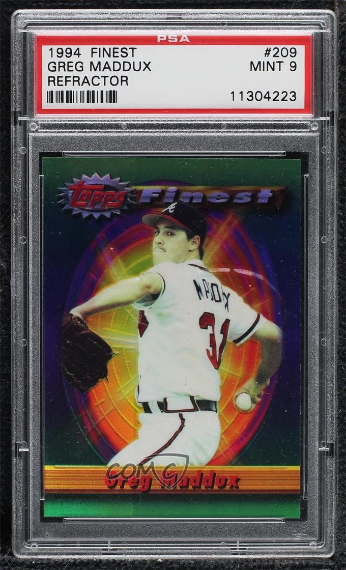 1994 Topps Finest Refractor Greg Maddux #209 PSA 9 MINT HOF uk2