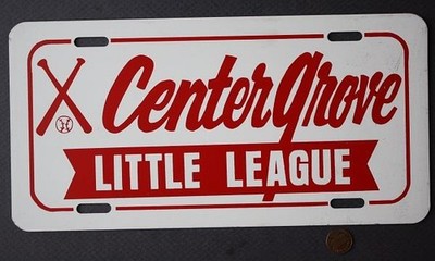 1970s Johnson County Center Grove Indiana Little League Baseball license plate -