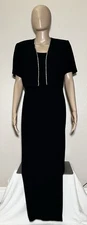SL Fashions Vintage Dress Women Size 10 Black Sleeveless Knee Length with Jacket