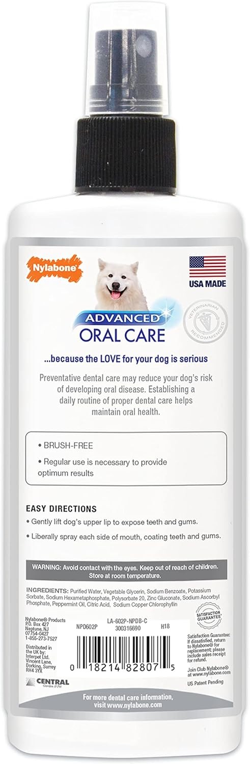Nylabone Advanced Oral Care Pet Dental Spray, 4 Fl Oz (Pack of 1), Green 