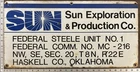 Vintage Porcelain Oil Field Sign - Sun Exploration & Production Co Haskell Co OK