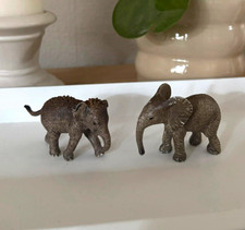 Schleich 2er Set Elefant Dekofiguren klein grau/braun Wildtier Deko-Figuren