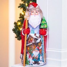 Wooden hand carved russian Santa Claus Figurine 9", home Christmas holiday decor