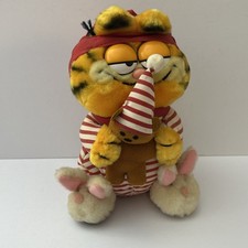 Vintage 1981 DAKIN Stuffed Plush Garfield Toy. Santa Pajamas Bunny Slippers