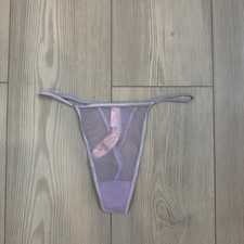 Vintage Victorias Secret V-String Thong Lavender Purple Sheer Mesh Y2K NWT Small