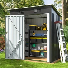 5x3 ft Metal Storage Shed Outdoor Lockable Tool Sheds for Backyard Garden, Black