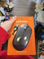 Surf Onn USB Optical Mouse 6 ft Cable 3 Buttons Scroll New Sealed