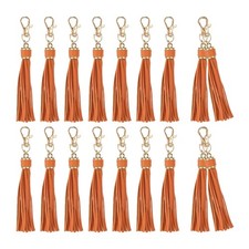 18 x PU Leather Tassels 5.9" Keychain Tassel Charm with Lobster Swivel Orange