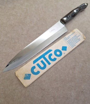 VINTAGE Cutco 1025 198 9'' Chefs Knife Brown Swirl Handle USA MADE Very Good Cond