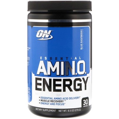 Optimum Nutrition, (2 Pack) Essential Amin.O. Energy, Blue Raspberry, 9.5 oz