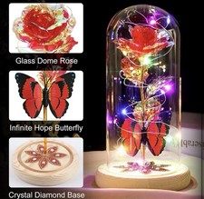 Galaxy Colorful Rose Crystal Artificial Flower Rainbow Night Light Gift For Her