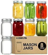 KAMOTA Mason Jars 16 OZ With Regular Lids and Bands, Ideal for Meal Prep, Jam...