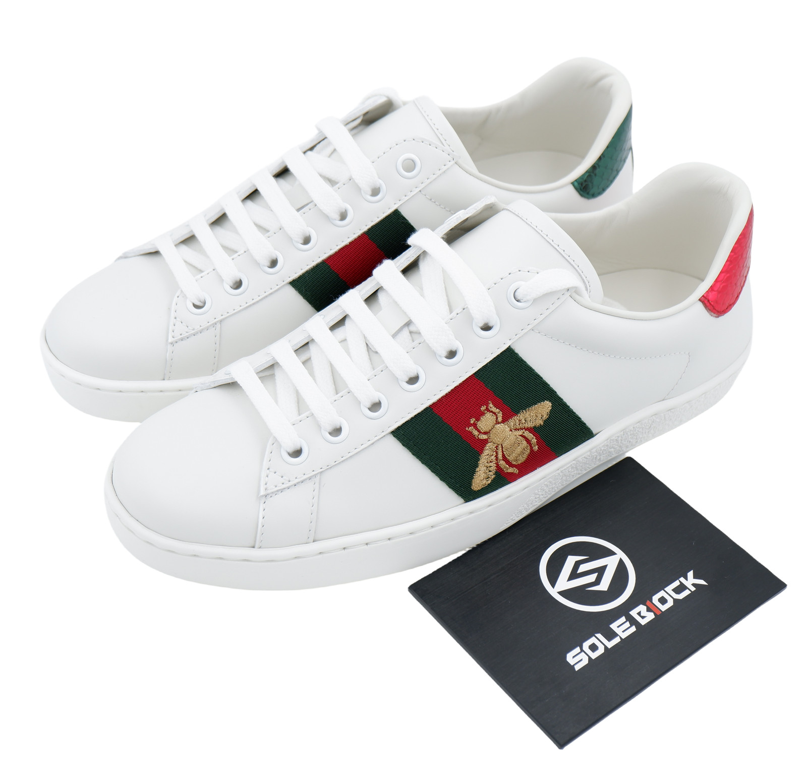 GUCCI  ACE Bee Embroidery Fashion Board Shoes Women's Size White Green Sneaker