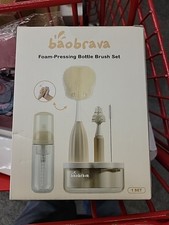 Baby Bottle Brush Kit with Push-Press Bubble and Drying Rack for Bottle Clean...