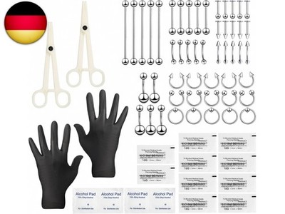 60 Stück Piercing Kit Set Zum Selber Stechen,Lot Edelstahl Knorpel Helix Daith 