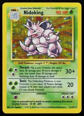 NIDOKING 11/102 HOLO HOLO RARE BASE SET UNLIMITED POKEMON LP
