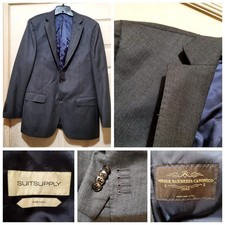 Suitsupply Blazer Mens 42R Grey Wool Bird's Eye Sport Coat Working Cuffs Vitale