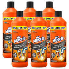 6 x Mr Muscle Drain Unblocker Sink Drain Pipes Cleaner Heavy Duty Drain Gel 1L
