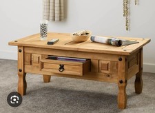 Solid Wood Coffee Table with Storage Drawer – Rustic Farmhouse Style – Brand New
