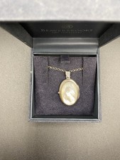 Vintage Sterling Silver & Mother of Pearl Locket with Silver Chain 26cm Length