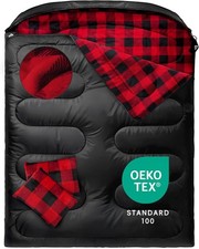 MEREZA Double Sleeping Bag for Adults Mens with Pillow, XL Queen Size Two Person