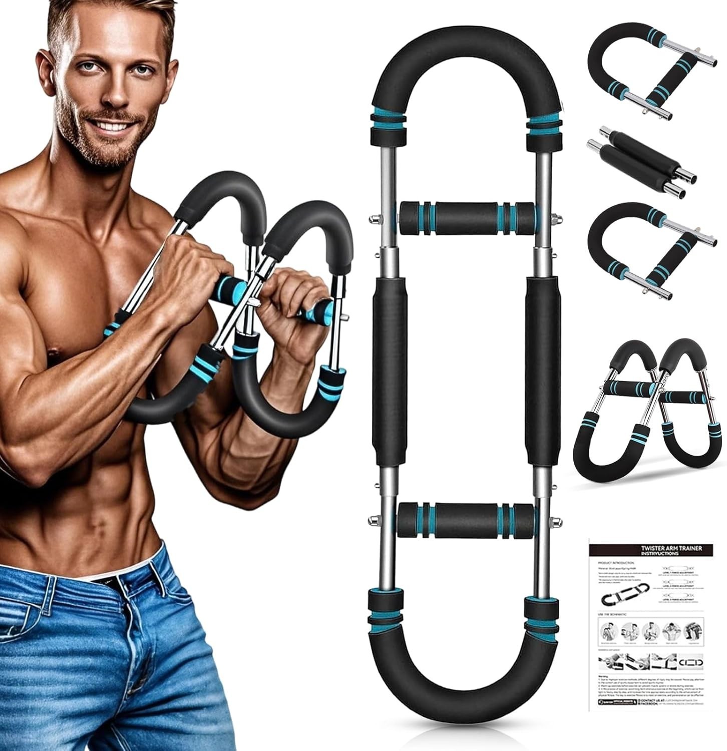 Entrenador de brazo y pecho Gorilla Bar Twister para hombre - Ajustable 60-100 lb pecho S...