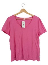 QS Damen T-Shirt V-Ausschnitt Kurzarm Pink Gr. 42/XL Baumwolle Casual