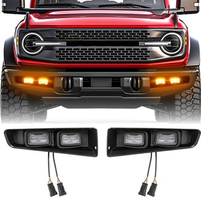 LED Fog Lights Daytime Running Turn Signal DRL 2 LEDs for 2021-2025 Ford Bronco