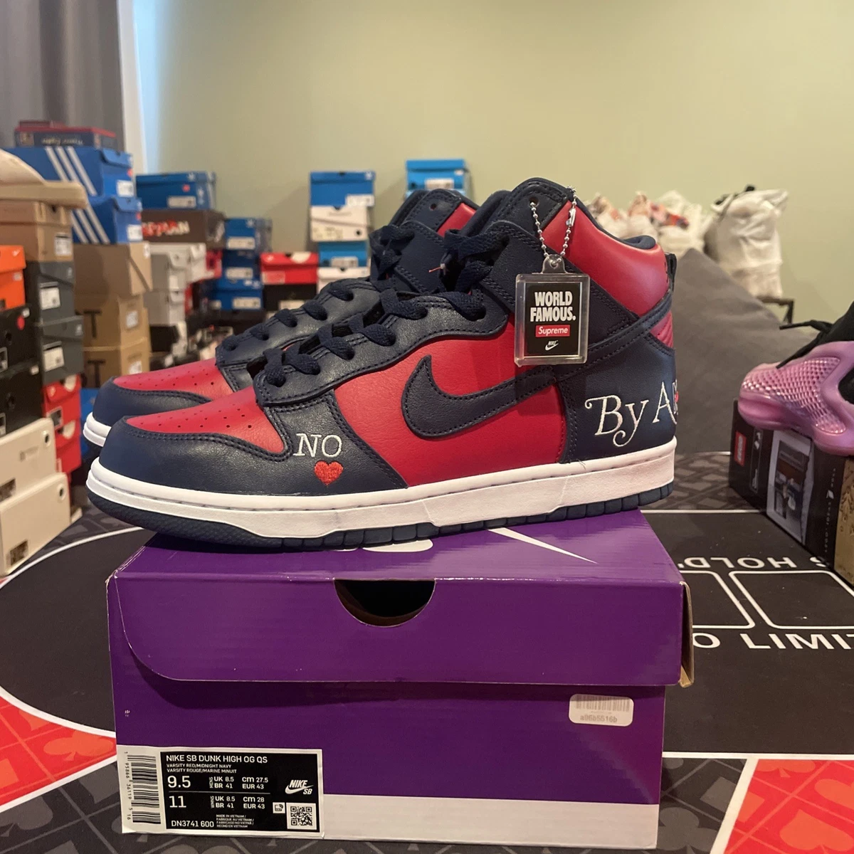 Nike Supreme x Dunk SB High By Any Means - Red Navy - огромный
