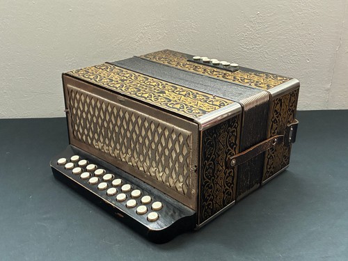 Vintage (1950s) Hohner Vienna Pokerwork 2915 Diatonic Accordion