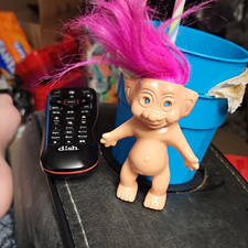 Trolls Troll Doll 4 in Pink Straight Hair Blue Eyes Nude Plastic