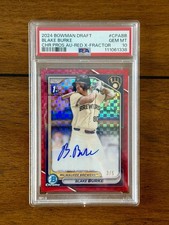 💥Blake Burke💥2024 Bowman Chrome Auto 1st Red X-Fractor /5 PSA 10🔥