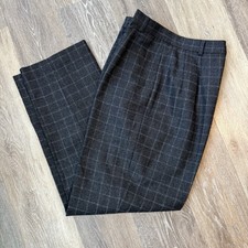 VTG Talbots Petites Wool Black Gray Plaid Pleated Slacks Pants Lined Womens 6P