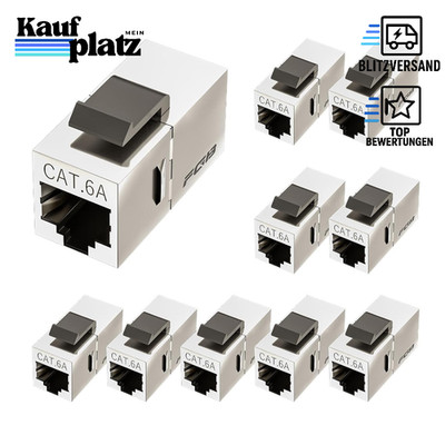 RJ45 Kupplung Cat6a Keystone Modul geschirmt Buchse zu Buchse Ethernet 10 Stück